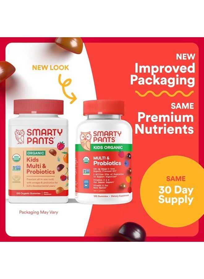 SmartyPants, Kids Organic, Multi & Omegas Gummies, Mixed Berry and Cherry, 120 Gummies - Image 2